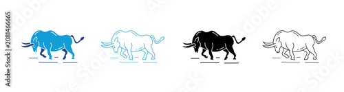 Bull Icon Set Multiple Style