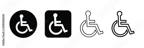 Fotografía Wheelchair Accessibility Icons featuring disability and mobility aid symbols, handicap accessibility signs, ADA compliant graphics, inclusive facility indicators, and vector illustration