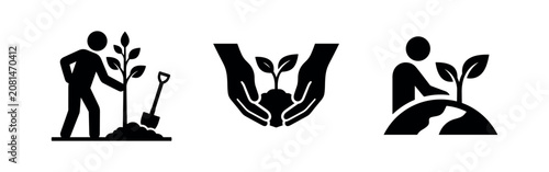 Foto Icons of nurturing plants and trees, representing environmental protection, sustainable growth, and care for nature