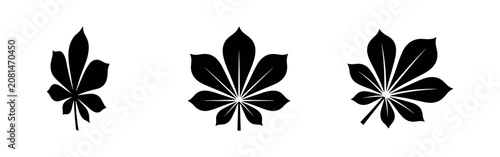 Schilderij op canvas Chestnut leaves vector icon set