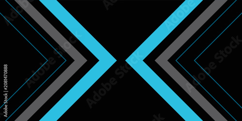 Billede på lærred Abstract chevron arrow blue gray colors dark background
