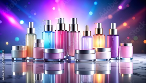 Assorted luxury cosmetic bottles and jars