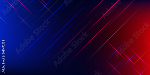 Bilde på lerret Abstract red blue combination background with blue and red neon saber digital lights