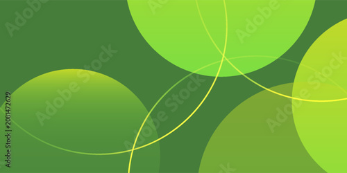 Serene yellow green gradient abstract background with circle 3D geometric design. Nature calming eco friendly backdrop with gentle curves. Tranquil green. Vector wallpaper illustration