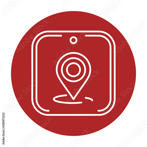 Red Circle Location Pin Icon on White Background