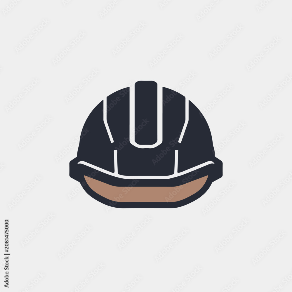 Fototapeta premium Modern Safety Helmet Vector Icon – Smooth Industrial Geometry, Workplace Safety Symbol, Blue Duotone Outline Style, Editable Stroke, Construction PPE Illustration