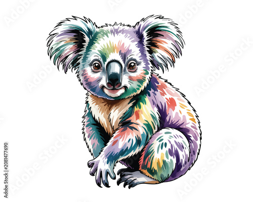 Photography watercolor Koala vector illustration isolated on white background