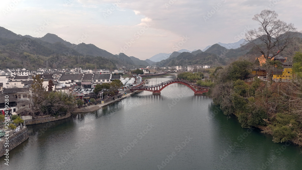 Fototapeta premium Longchuan ancient town in Jixi county Anhui province, China