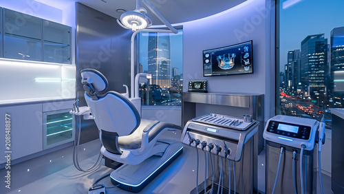 Professional Dentist Examining Patient in Modern Dental Clinic