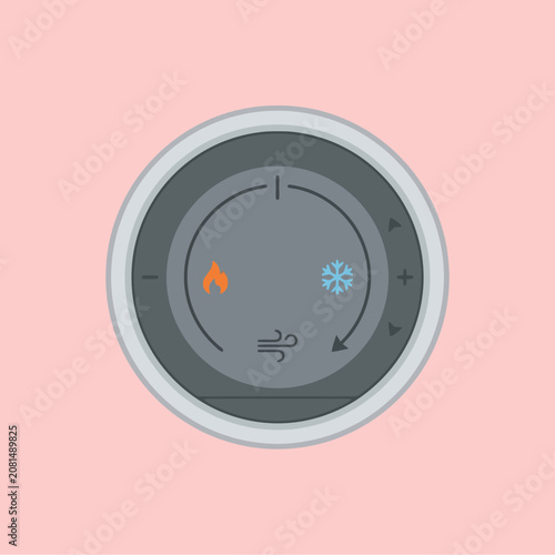 Circular climate control dial with temperature and fan settings
