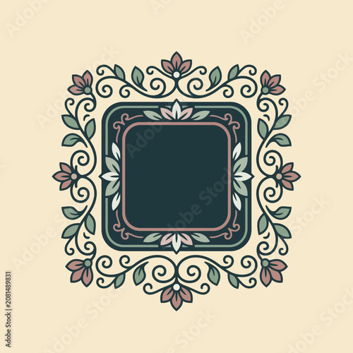 Elegant floral frame with vintage botanical ornaments