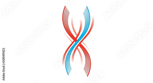 Vibrant abstract swirls with gradient pink, blue, and white colors in a dynamic