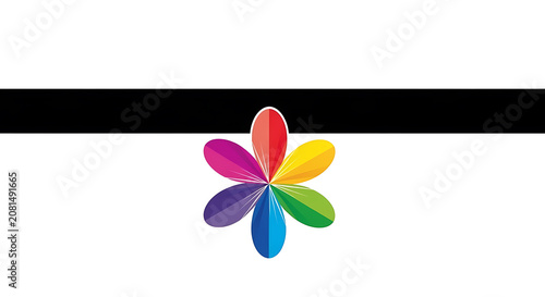 Vibrant colorful abstract flower with gradient petals and black background