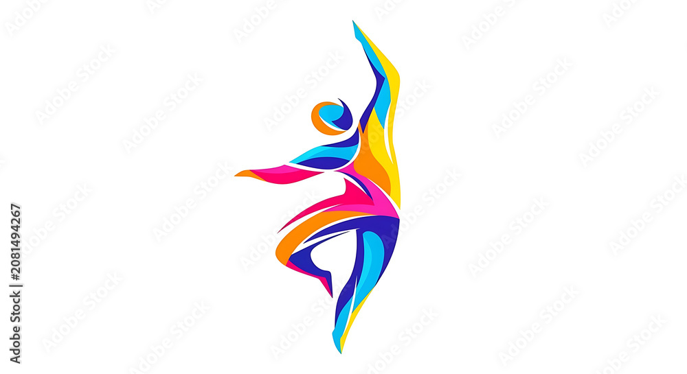Obraz premium Vibrant multicolored abstract of a flying bird with rainbow gradient wings beak