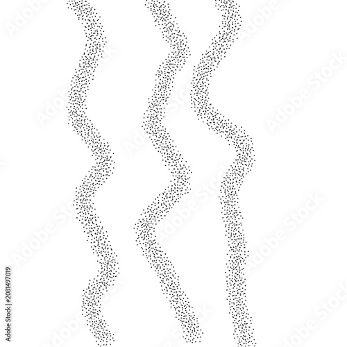 Stipple dot art vertical wavy dotted lines abstract design elements on white background

