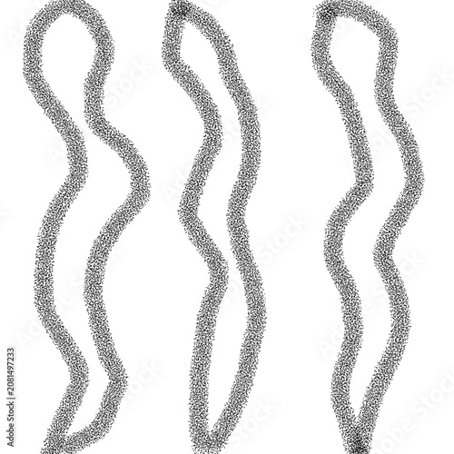 Vertical stipple textured wavy gray lines abstract design elements on white background

