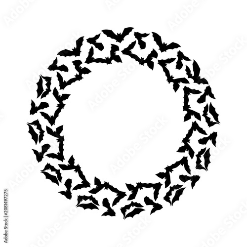 Halloween bat wreath silhouette for spooky decorations and party themes