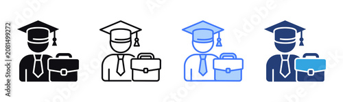 Career Graduate icon sheet multiple style collection