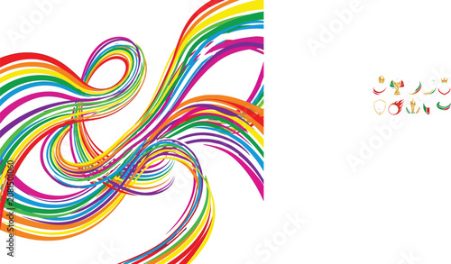 Obraz na plátně Abstract background with colorful curving paint brush strokes