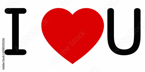 Bild auf Leinwand I Love You Typographic Graphic With Red Heart Shape White Background