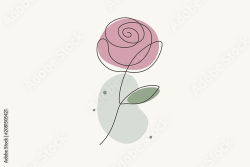 Elegant One Line Rose Background, Minimalist Floral Design, Wedding Invitation Template, Luxury Beauty Branding Artwork