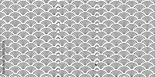 Repeating Wave Pattern With Curved Lines On White Background