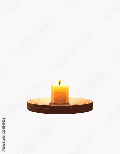 Pixel art lit candle on woo...