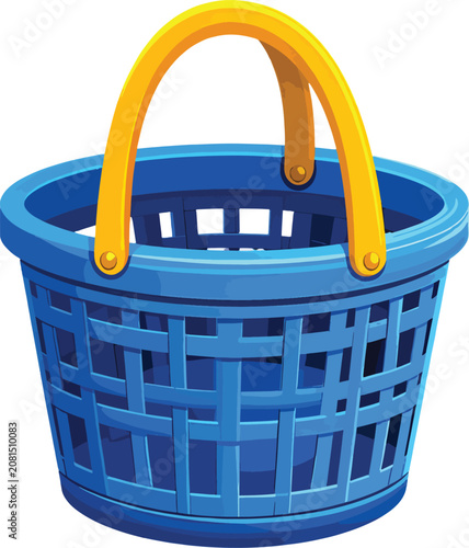 Blue woven basket with yell...