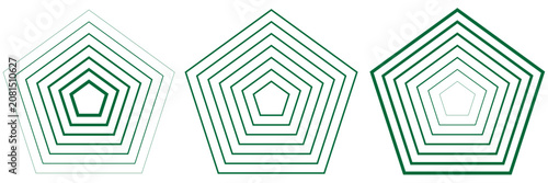 Картината върху платно Abstract concentric pentagon line pattern set