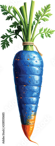 Blue carrot with green leav...