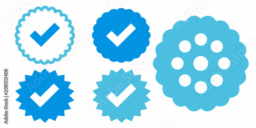 Obraz na plátně Blue checkmark icons with varying shapes flat vector illustration