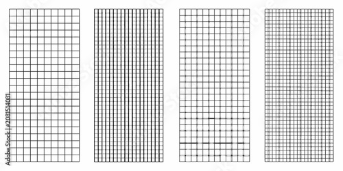 Foto Square grids progressing in deformation black lines on white background