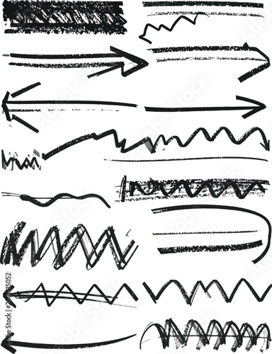Set of hand drawn brush str...