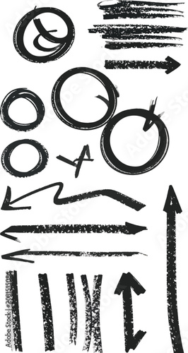 Hand drawn grunge arrows an...