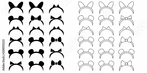 Schilderij op canvas Headband Silhouettes And Line Art On White Background