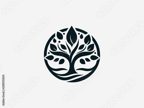 Peacefull Growth black vector logo white background
