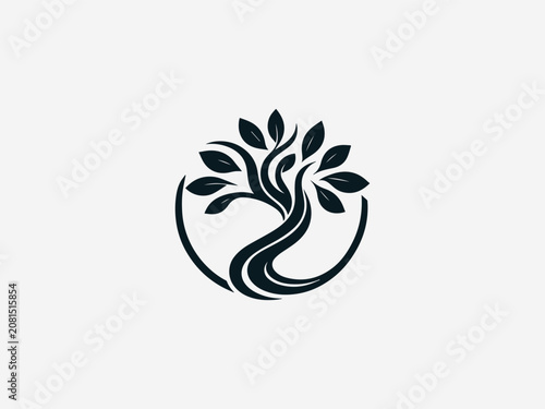 Peacefull Growth black vector logo white background