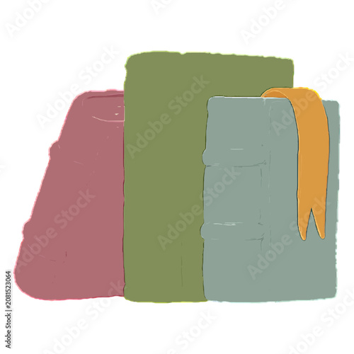 Row of colorful vintage books standing together watercolor illustration