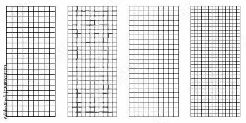 Foto Square grid pattern progression black lines on white background