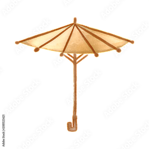 Traditional oriental paper parasol umbrella watercolor illustration