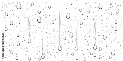 Bild auf Leinwand Natural rain water drops falling on transparent window pane with raindrops dropl