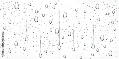 Bild auf Leinwand Rain water droplets tracing paths down clear glass pane with raindrops droplets