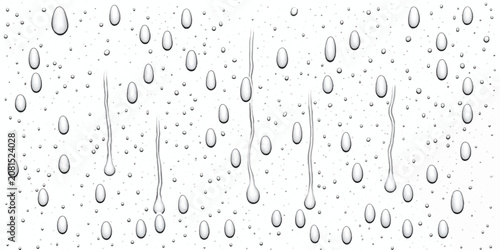 Tableau sur toile Water droplets running down a transparent glass window with raindrops droplets t