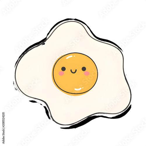 Cute smiling fried egg cartoon character illustration