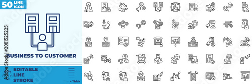 Photos Business To Customer Line Editable Icons set