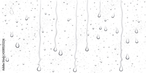 Bild auf Leinwand Rain water streaks and droplets on transparent window glass with droplets transp