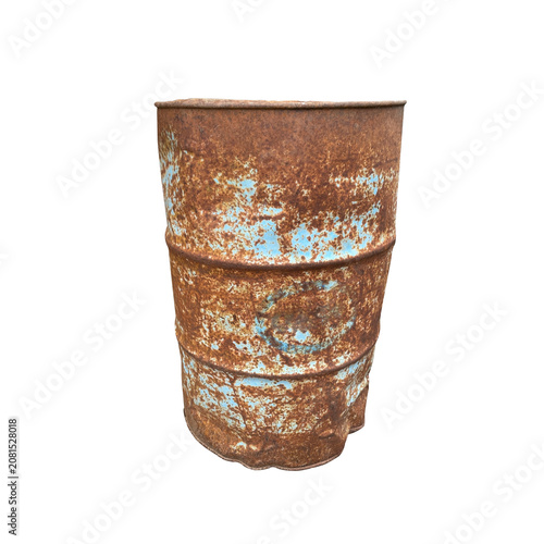 old barrel with rusty isolated on white