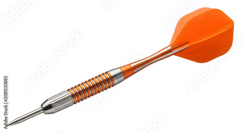 Bright orange dart with metal shaft and sharp tip