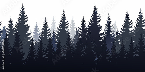 Foto Dense forest silhouette against a white background vector illustration