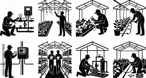 Canvastavla Horticulturist working in greenhouse with plants